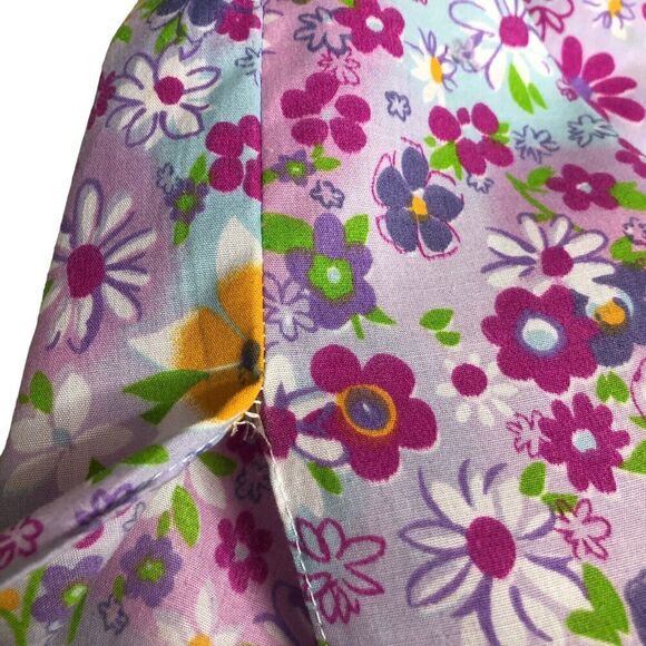 Vintage All Hours Top Womens XS Floral Oversized Roll Tab Sleeve Button 80s USA - Picture 10 of 16
